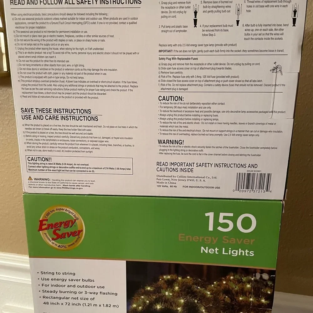 Energy Saver Net Lights Christmas Lights 150 Clear White Lights x 2